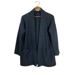 Marine Layer Cardigan Womens MEDIUM Black Knit Pockets Mid Length Open Jacket